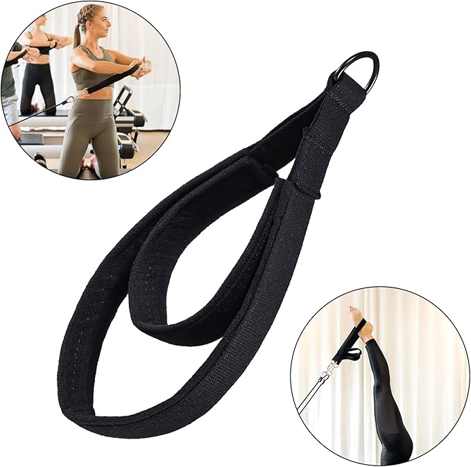 Pilates Double Loop Straps for Reformer, D Ring Straps Handle, Yoga Exercise Straps, 2 PCS