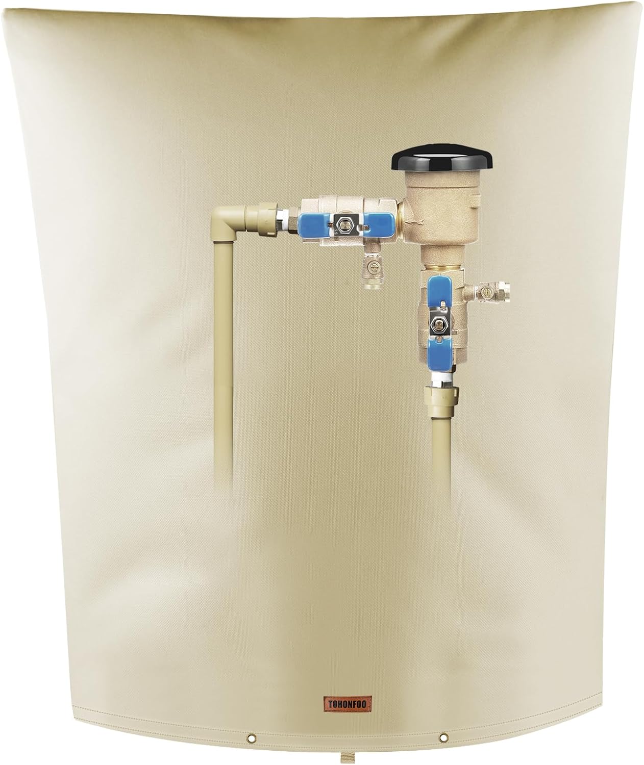 Backflow Preventer Pipe Insulation Cover (5°F) - Irrigation Sprinkler Valve Insulated Pouch - Water Well Pump Cover - Sturdy 5 Layers for Winter Freeze Protection, 24" W x 30" H, Beige