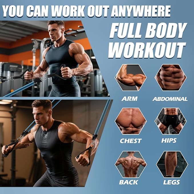 WHATAFIT Resistance Bands, Exercise Bands，Resistance Bands for Working Out, Work Out Bands with Handles for Men and Women Fitness, Strength Training Home Gym Equipment