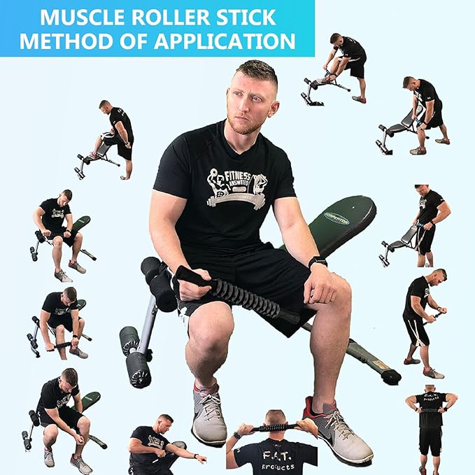 Muscle Roller Stick, Yoga Massage Roller Bar Fitness Beauty Tool for Athletes Relief Leg Back Pain (Black)
