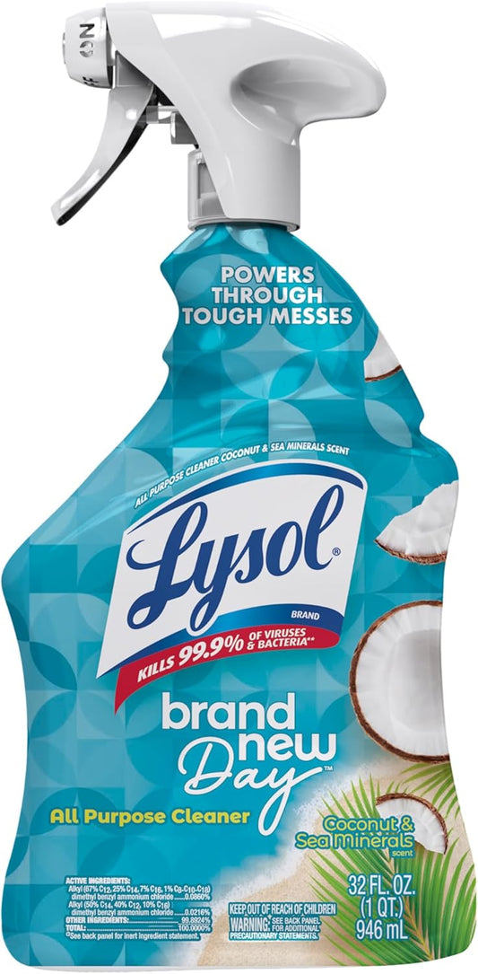 Lysol All Purpose Cleaner Spray, Multi-Purpose Disinfecting Spray, Kitchen & Bathroom Cleaner, Coconut & Sea Minerals Scent, 32 Fl Oz