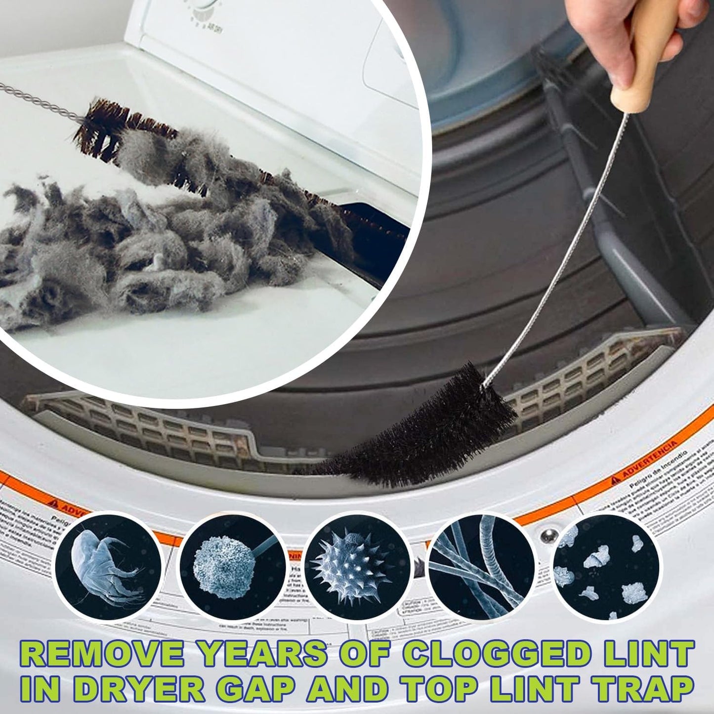 Sealegend Dryer Vent Cleaner Kit Dryer Lint Vac Attachment with Brush, Lint Remover, Dryer Vent Vacuum Hose Cleaning Tools, Blue