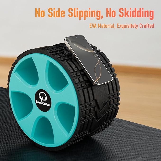 Back Roller, Back Wheel Targeted Back Pain Relief, Yoga Wheel Muscle Massage, Foam Roller for Trigger Point Therapy Physical, Stretching & Exercise, 880lbs Capacity, 10 Inch (Black+Acid Blue)