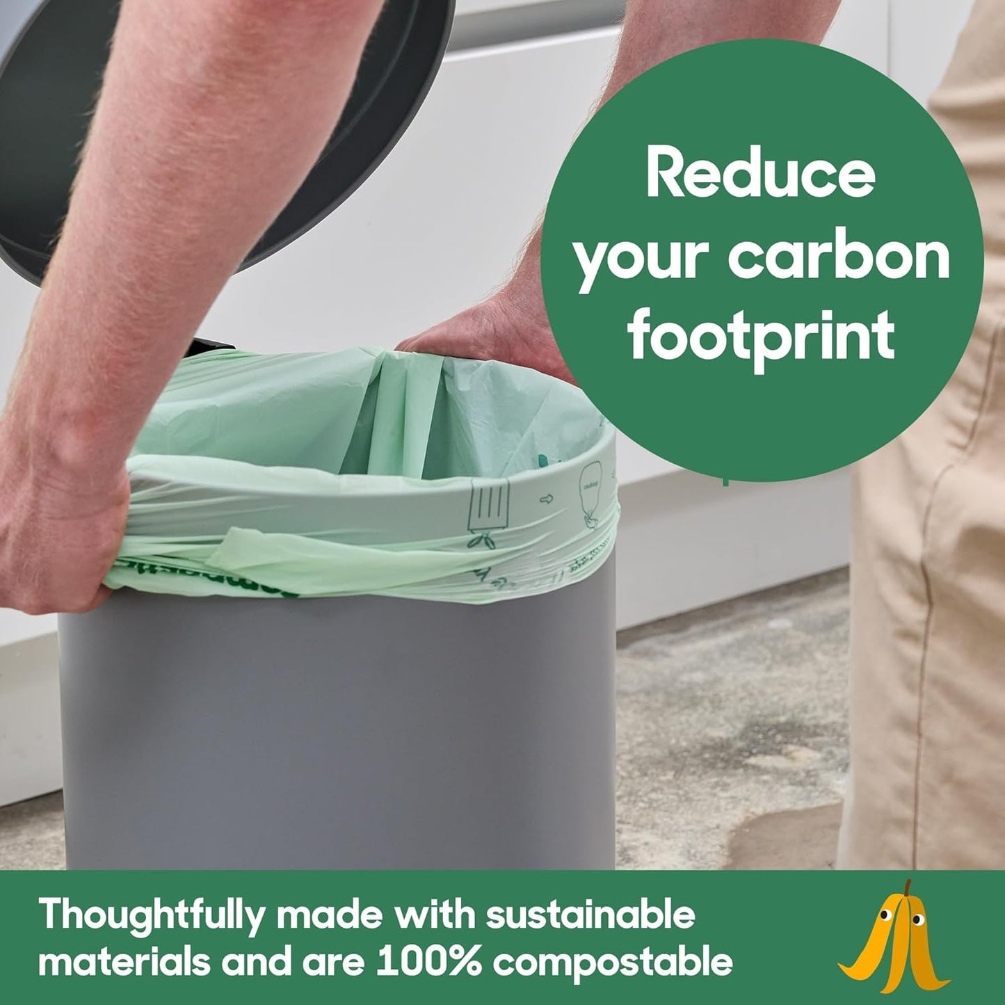 Compostic Home Compostable Trash Bags, 13 Gallon Tall Kitchen Rubbish Bags (23” x 29”), Extra Strong & Quickly Breaks Down, 50 Count