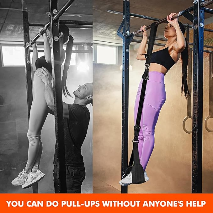 HPYGN Pull Up Assistance Bands, Heavy Duty Resistance Band for Pull Up Bar, Adjustable Weight/Size with Fabric Feet/Knee Rest, Bands for Pull Up Assist for Strength Training, Pull Up Assist Band