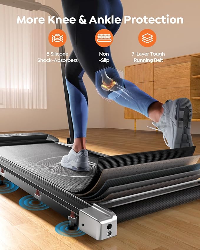 Walking Pad Treadmill with Incline, 2 in 1 Foldable Treadmills for Home Small Office, 300lbs Portable Compact Under Desk Treadmill with App, Remote Control and LED Display