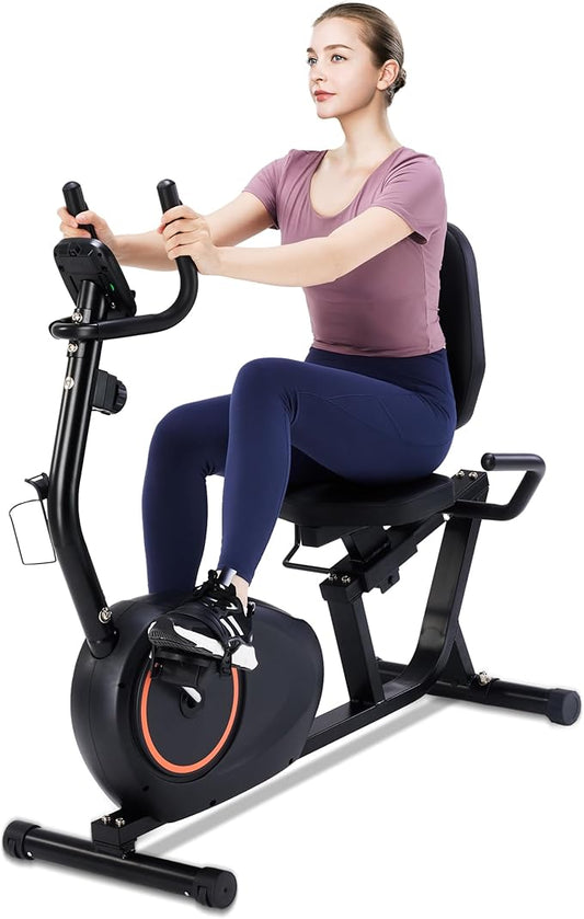 Recumbent Exercise Bike for Seniors - 400LB Weight Capacity Recumbent Bikes with Comfortable Seat, Pulse Sensor, 16-level Resistance, LCD Monitor
