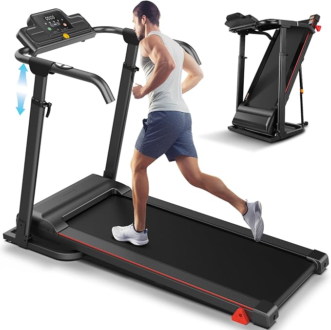 ANCHEER 2025 Premium Treadmill - 3.5HP Treadmills 350+ LBS Weight Capacity- 3-Level Incline, Foldable Design, Adjustable Height with Desk & Pulse Sensor - Perfect for Home Office & Family Workouts