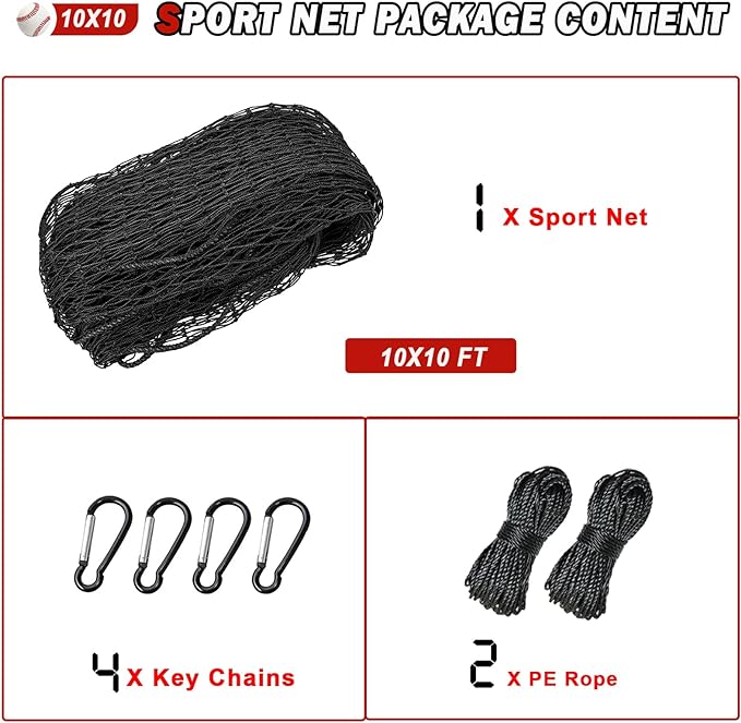 Baseball Softball Backstop Nets,Sports Net,Sports Netting Barrier,Sports Netting for Backyard,Twisted Knotted PE Net