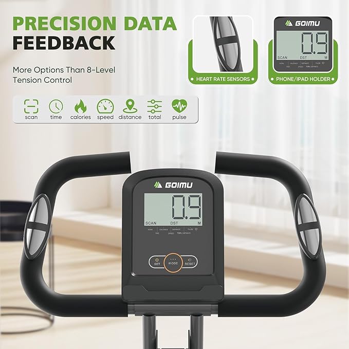 Exercise Bike, 5 in 1 Foldable Stationary Bike for Seniors, 16-Level Adjustable Magentic Resistance, Indoor Workout Bike with 330LB Capacity, Comfortable Seat Backrest X-bike