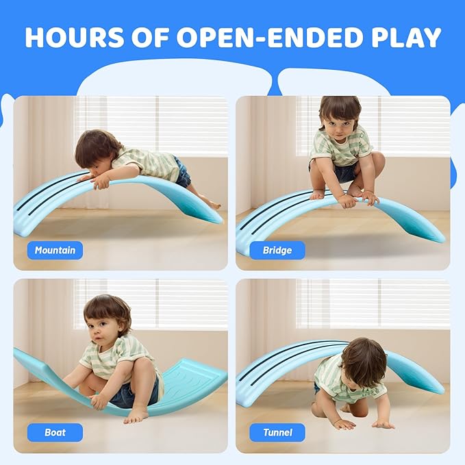 Wobble Balance Board for Kids Toddler,31 Inch Rocker Board Large Balance Trainer for Teens Adults Up to 165LBS, Montessori Open Ended Learning Toy, Exercise and Yoga Curvy Board for Office & Classroom