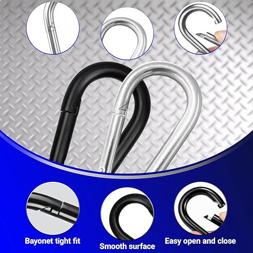 12 Pack Sliver Carabiner Clips, 2.36 Inch Heavy Duty Spring Snap Hooks - Small Locking Carabiners for Camping, Hiking, Hammocks, Swing Sets, Keychains, Fishing & Outdoor Gear