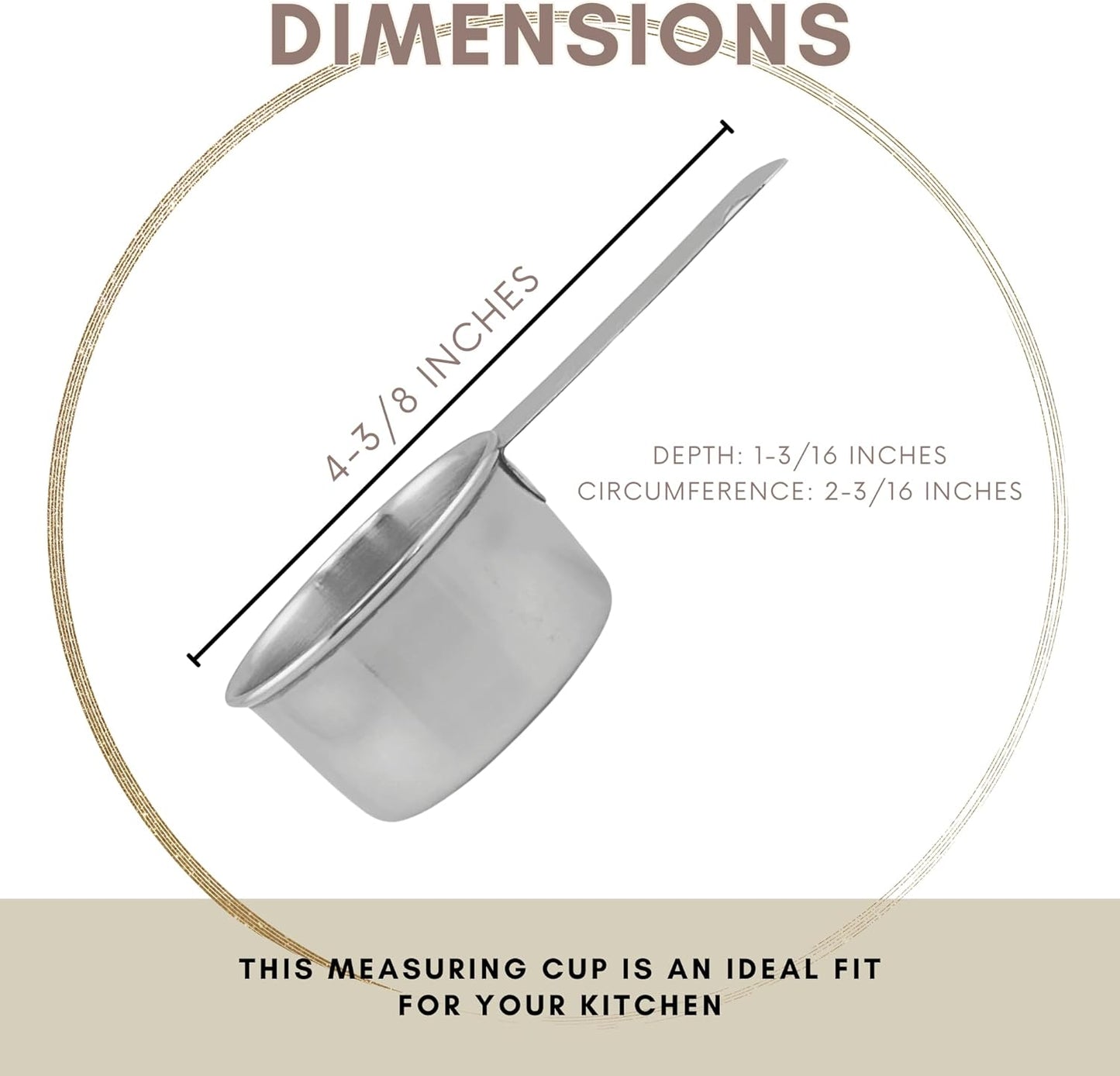 1/4 Cup Stainless Steel Measuring Cup | Sturdy Metal 60 ml | 60 cc | 2 oz | Single Cup for Wet and Dry Ingredients | Great for use as 1/4 Cup Dog Food Scoop - 12 PK