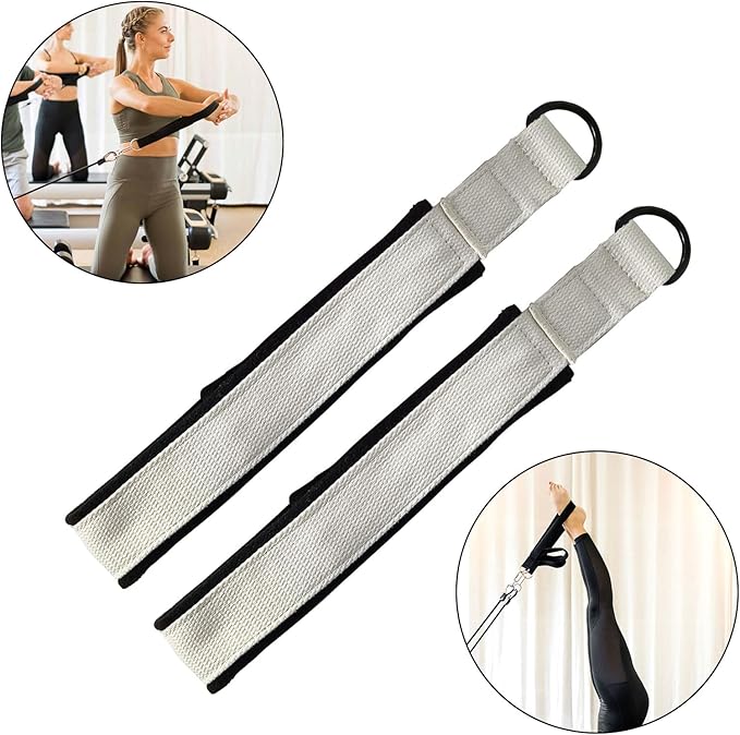 Pilates Double Loop Straps for Reformer, D Ring Straps Handle, Yoga Exercise Straps, 2 PCS