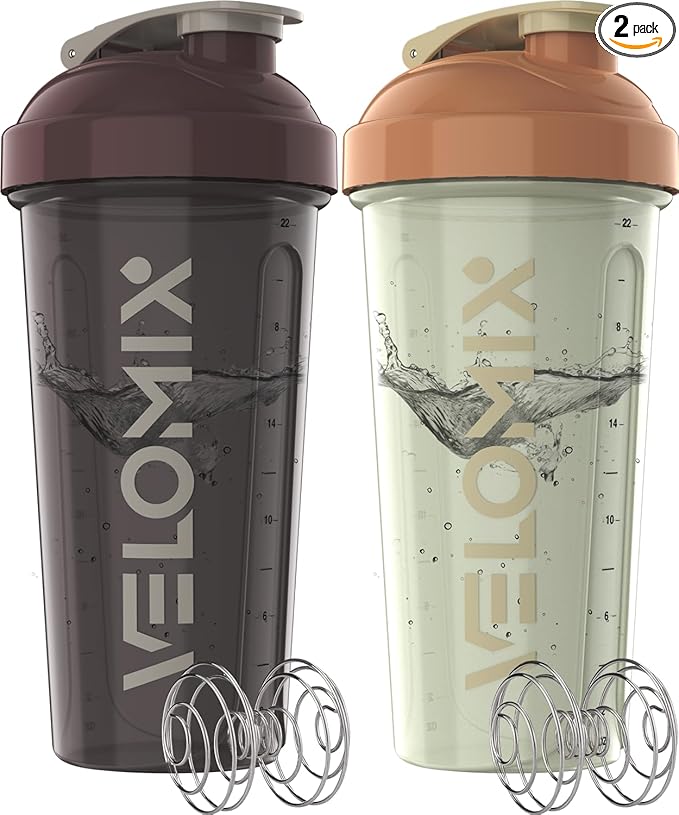 '-2 Pack- 28 oz Protein Shaker Bottles for Protein Mixes - 2x Wire Whisk | Leak Proof Shaker Cups for Protein Shakes | Protein Shaker Bottle Pack | Shakers for Protein Shakes-Mixed Color