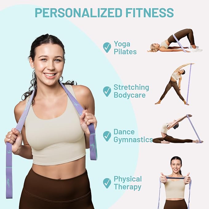 Slim Panda Stretch Strap, Dance Stretch Bands Flexibility, Elastic Yoga Stretching Strap with 9 Loops for Physical Therapy, Pilates, Yoga, Ballet, Gymnastics Stretching Bands for Exercise