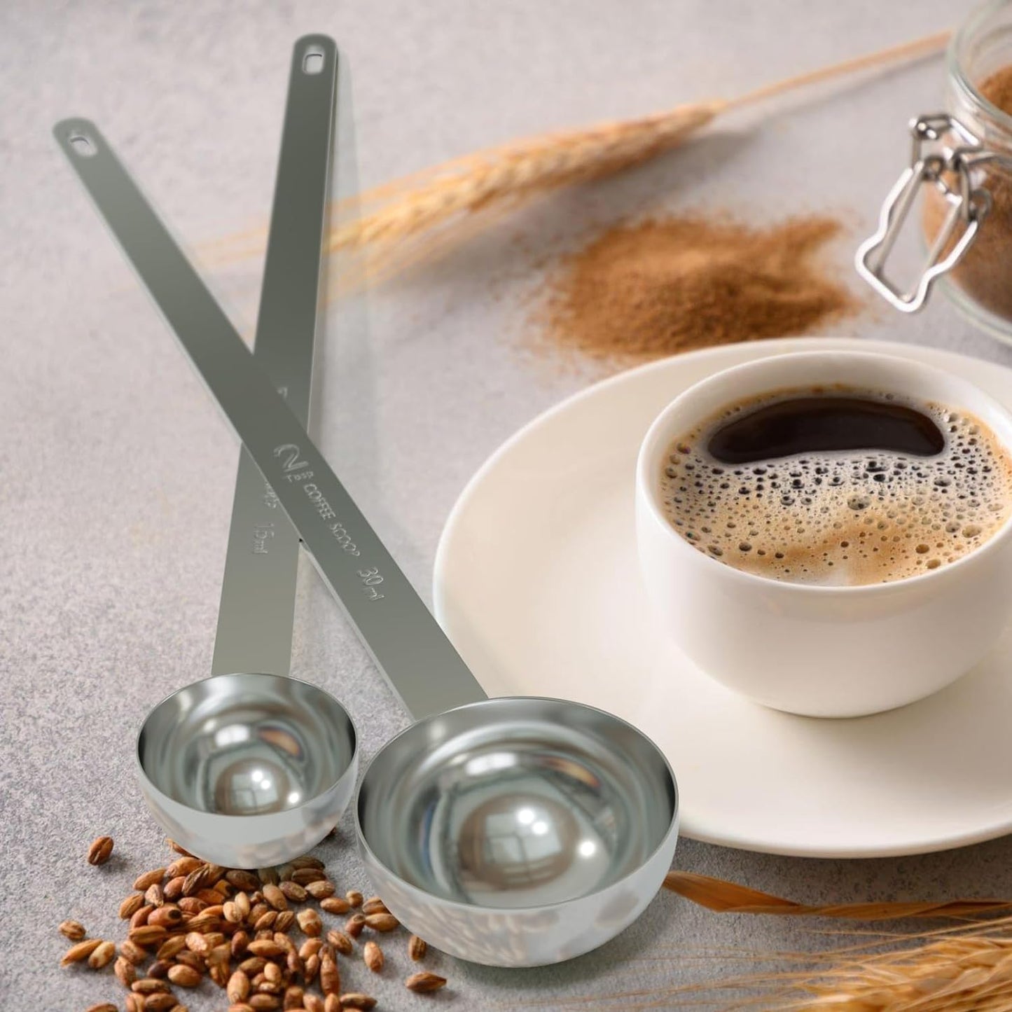 2PCS 2 Tablespoon Coffee Scoop, 9.5" Long Handle Measuring Spoon, Two tbsp (30 ml) Stainless Steel Scooper