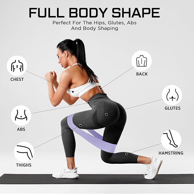 12 Pcs Fabric Resistance Bands for Working Out Booty Workout Stretch Exercise Bands Non Slip for Legs Squat Resistance Loop for Women Men Starter Butt Hip Thigh Fitness