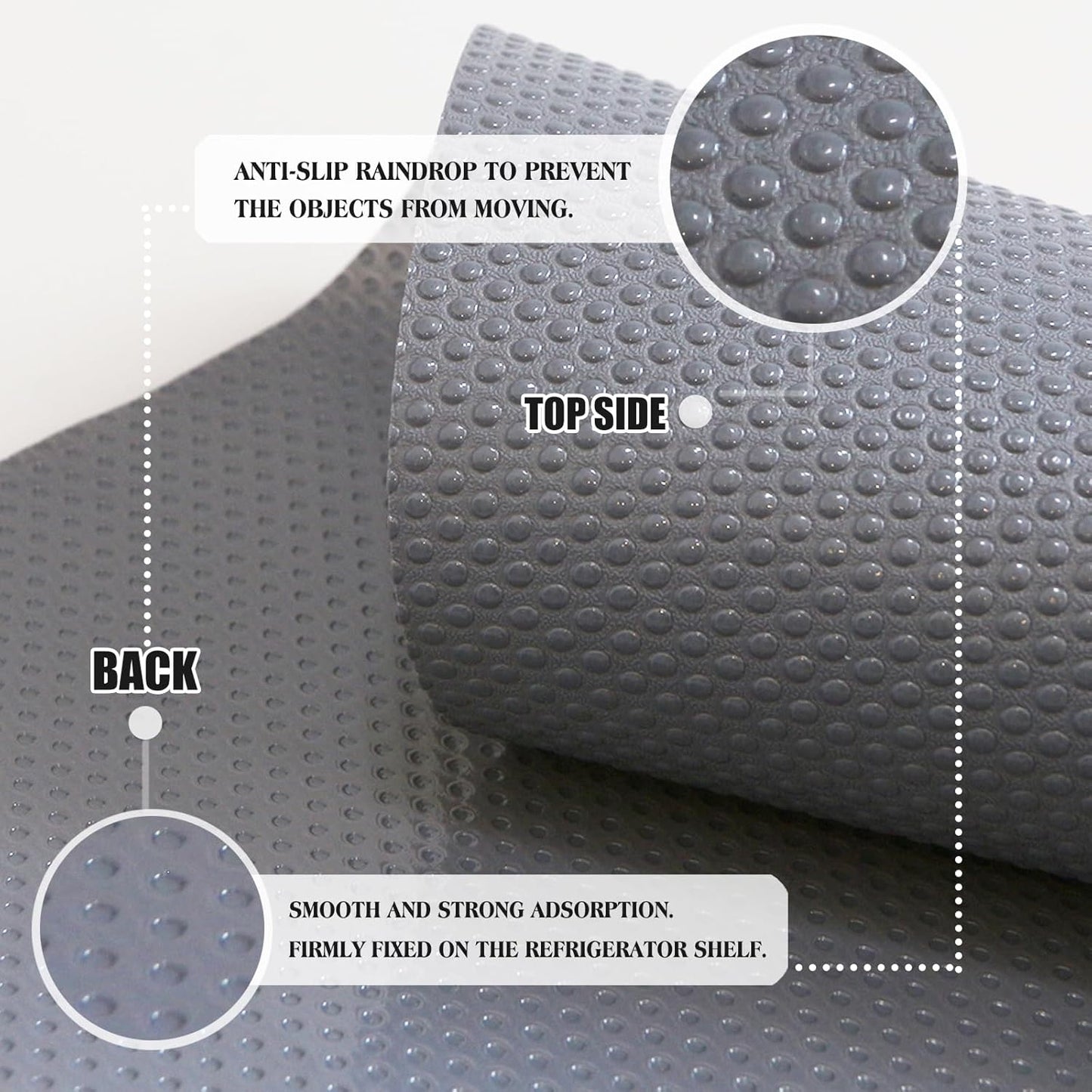 20Pcs Refrigerator Liners, Washable Fridge Liner Shelf Mats Refrigerator Pads for Cupboard Cabinet Drawer Home Kitchen Accessories Organization (Grey)