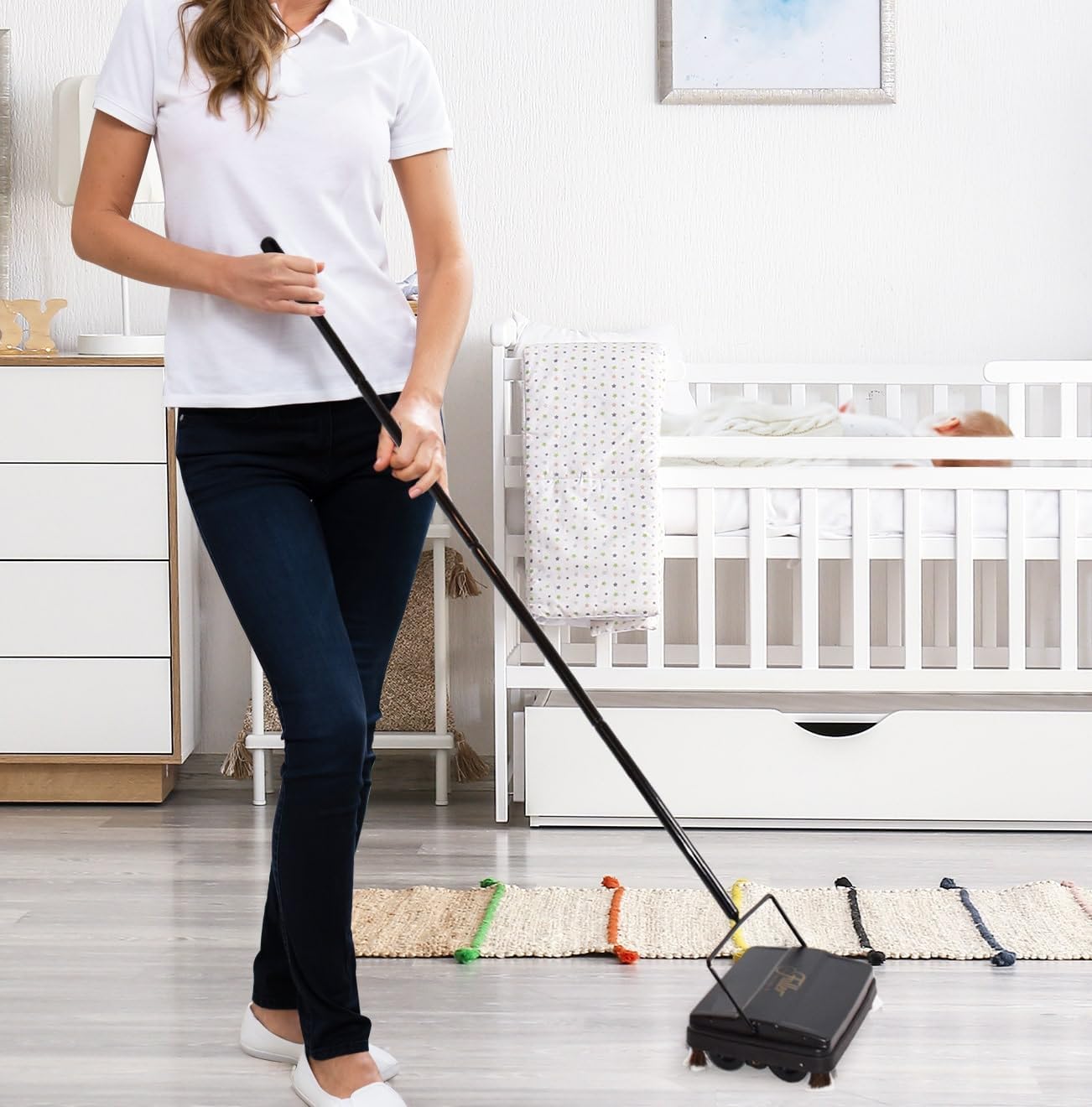 Fuller Brush 17033 Electrostatic Carpet & Floor Sweeper - 9" Cleaning Path - Lightweight - Ideal for Crumby Messes - Works On Carpets & Hard Floor Surfaces - Blue