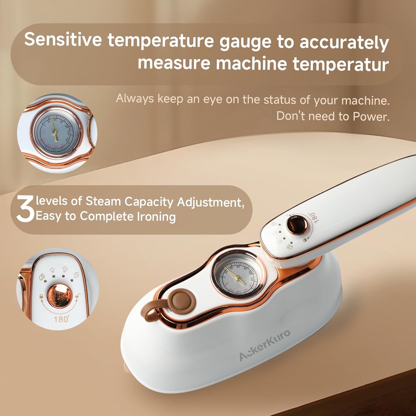 Travel Steamer for Clothes,1200W Portable Handheld Mini Garment Steamers,Steamer ＆ Iron 2 In 1,Large Ceramic Heat Panel,200ml Water Tank,20s Heat Up,White,110V-120V