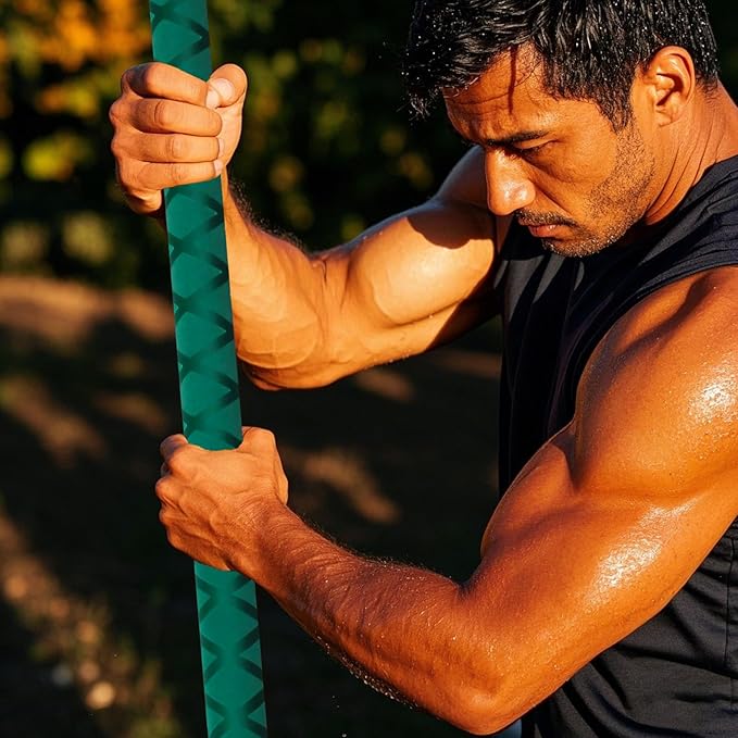 The Huang Yunming yoga stick is made of sturdy steel that is 5 feet high and an adjustable stretching stick, providing flexibility, agility, and balance. Multi functional fitness stick with 5 steel pipes