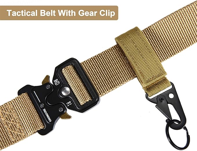 KingMoore Men's Tactical Belt Heavy Duty Webbing Belt Adjustable Military Style Nylon Belts with Metal Buckle