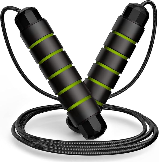 Jump Rope, Tangle-Free Rapid Speed Jumping Rope Cable with Ball Bearings for Women, Men, and Kids, Adjustable Steel Jump Rope with Foam Handles for Home Gym Exercise Fitness Workout Equipment & Slim Body