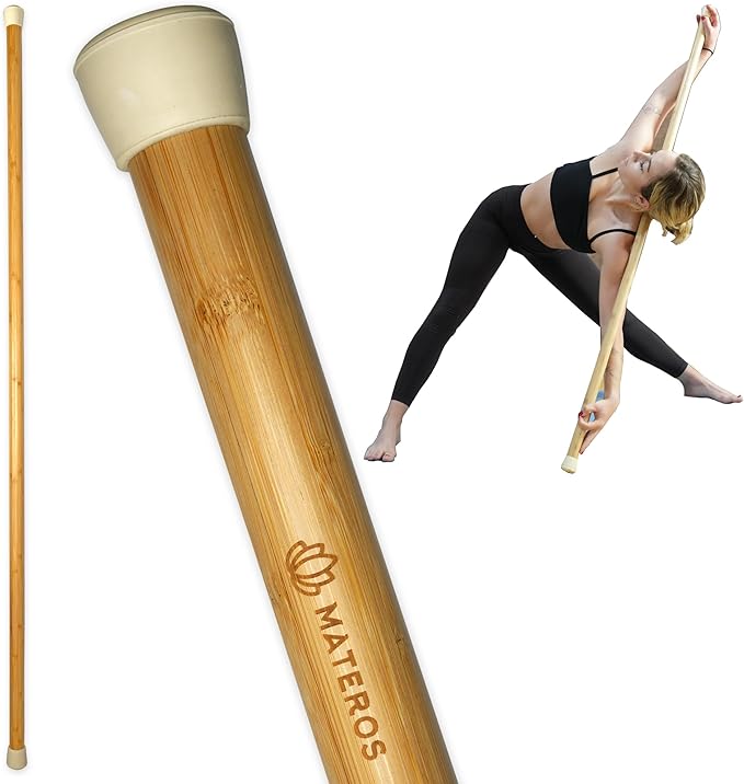 5ft Yoga Stick Made from Natural Bamboo - Yoga Dowel, Mobility and Exercise Stick for Workout, Stretching, Flexibility, Balance, Physical Therapy | Posture Correction | Lightweight & Sturdy