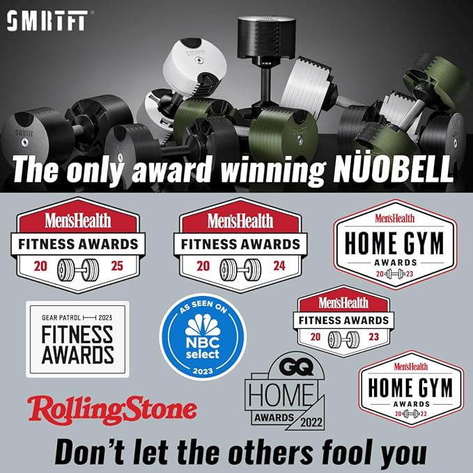 SMRTFT NUOBELL Adjustable Dumbbells | The Original All-in-One NUOBELL Adjustable Dumbbell Set | Feel Real Like Traditional Dumbbells | Highly Durable | Best 2 Year Warranty