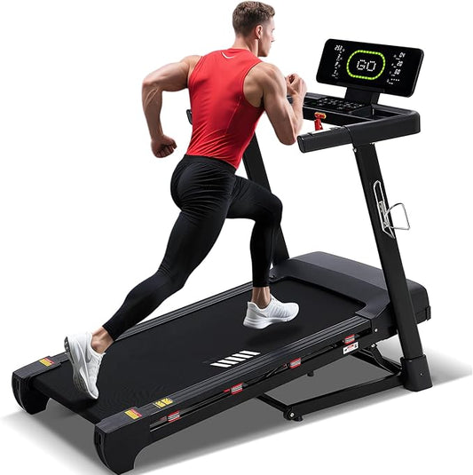 ECHANFIT Heavy Duty Treadmill for Home, 20% Auto Incline Treadmill 400 LB Capacity, 20" Wide Deck, 0.6-12 MPH, LED Display, Bluetooth Speaker, Foldable with App