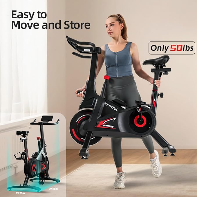 YESOUL Indoor Exercise Bike for Home, Stationary Bike with Silent Magnetic Resistance, 300lbs Capacity, Stable Triangle Frame, Adjustable Resistance & Smart App with Scenic Rides and Live Classes