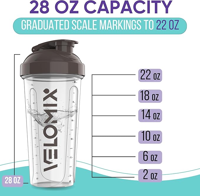 '-6 PACK- 28 oz Protein Shaker Bottle for Protein Mixes - 6x Wire Whisk | Leak Proof Shaker Cups for Protein Shakes | Protein Shaker Bottle Pack | Protein Shake Cup (Muted Clarity)