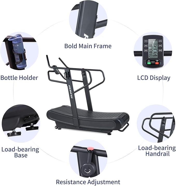 RUNOW Curved Treadmill, Non-Electric Motorized Treadmill for Commercial & Home Running Machine with Customization & Resistance Adjustment