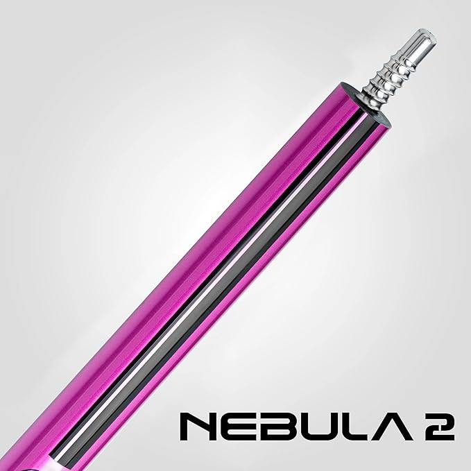 RHINO Nebula 2 Pool Cue - 100% Carbon Fiber Shaft & Composite Butt. Time Crystal Tip, Pro Taper Design, 12.4 mm,12.8 mm. 3/8-8 Joint, 3D Friction Grip. Low Deflection Pool Cue