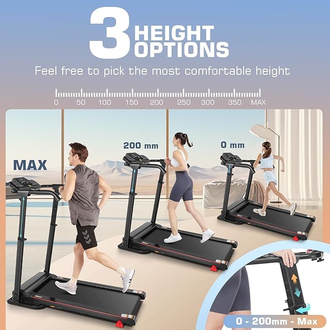 Treadmill with Desk Workstation & Adjustable Height, 300 LBS Weight Capacity, Folding Treadmill with 3 Level Incline, Bluetooth Speaker & App, Portable 2.5HP Walking Pad with Desktop for Home Office