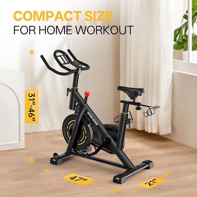 YAMO Exercise Bike, Upgraded Stationary Bikes for Home Cardio with App Compatible, Adjustable Quiet Magnetic Resistance Indoor Cycling Bike 300 LBS Capacity Comfortable Seat Cushion & Tablet Mount