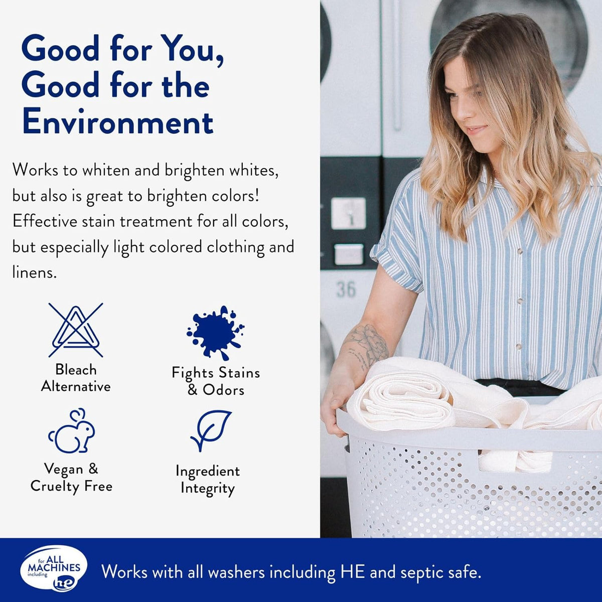 The Clean People Oxygen Brightener Stain Remover | Bleach Alternative, Simple Ingredients, Brightens Dull Whites AND Colors | 79 oz 2 Pack