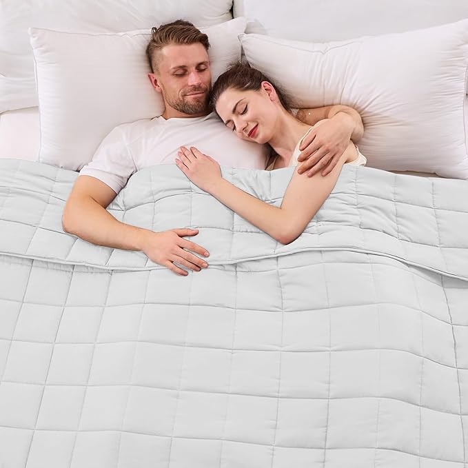 King Size Weighted Blanket for Adults (30 lbs, 80” x 87”, White) Cooling Heavy Blanket for Sleeping Perfect for 290-310 lbs, Breathable Blanket for Adults & Couple All Season, Machine Washable