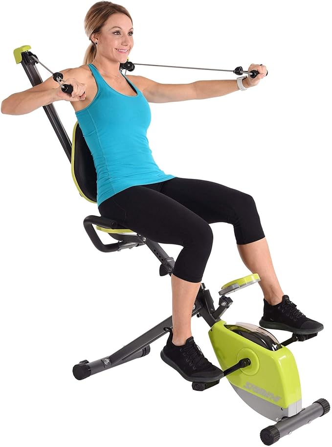 Stamina Wonder Exercise Bike | Build Upper and Lower Body Strength on One Machine | Includes Two Online Workout Videos, Chartreuse and Gray