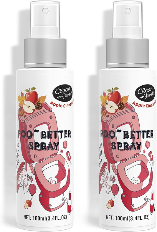Clean-n-Fresh Toilet Spray, Apple Cinnamon, 6.8 Fl.Oz, Up to 400+ Uses, Air Freshener Spray, Toilet Bathroom Odor Deodorizer, Cinnamon, Apple & Pine Scent
