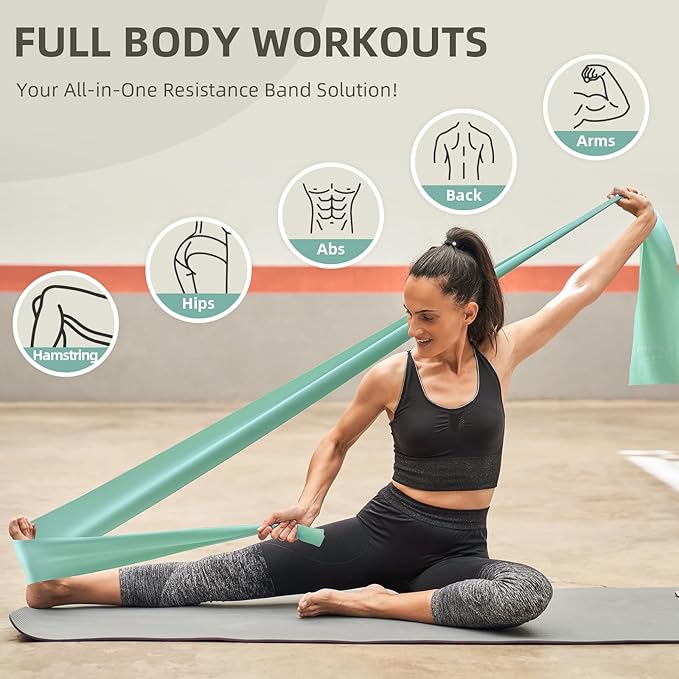 Stretch Bands for Exercise, 5 Levels Resistance Bands for Working Out, Exercise Bands for Physical Therapy, Pilates, Rehab, Stretch, Strength Training and Yoga Starter Set