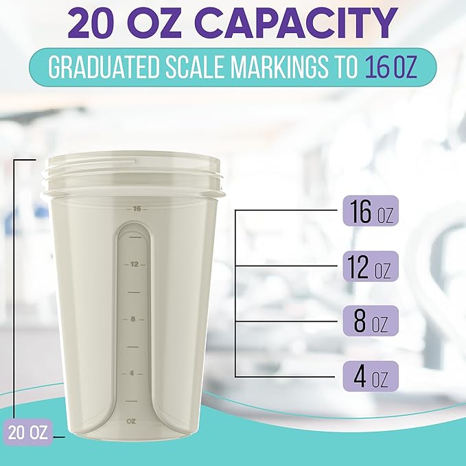 '-2 Pack- 20 oz Protein Shaker Bottles for Protein Mixes - 2x Wire Whisk | Leak Proof Shaker Cups for Protein Shakes and Pre Workout | Protein Shaker Bottle Pack