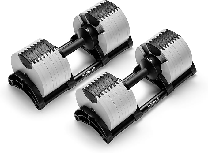 NÜOBELL® Adjustable Dumbbell Set, 5-50 LB or 5-80 LB, Easy Twist 2024-25 Model, All-In-One Weights Set (Pair) for Home, Original Manufacturer