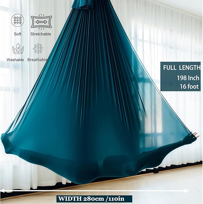 F.Life Aerial Silk Yoga Hammock & Swing for yoga Inversion,Strength training,starter hardware kit