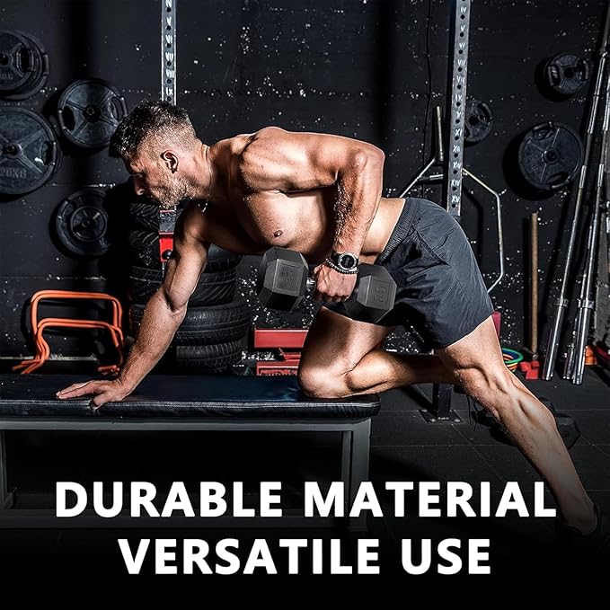 Yufer 6-10 Pair Iron and Rubber Coated Dumbbell Set 350/450 and 550 lbs 5-50 lbs Hand Free Weight for Strength Hex Rubber Weights with Vertical Storage Rack Fitness Home Gym Equipment