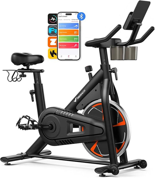 MERACH Indoor Cycling Bike, Exercise Bike for Home with Magnetic, Bluetooth Stationary Bike with APP Data Tracking, and Tablet Holder