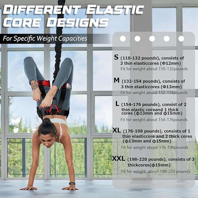 Heavy Duty Bungee Fitness Set – Professional 4D Bungee Resistance Band for Home Gym, Yoga & Air Dance – Adjustable Harness with 360° Rotational Device,Includes Workout Guide