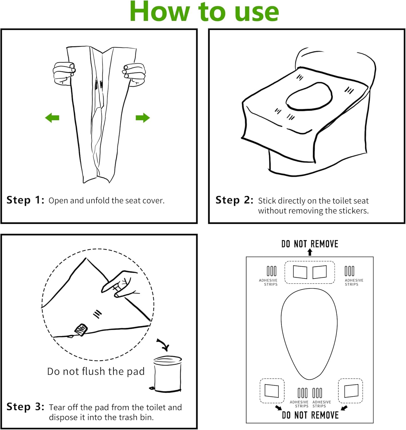 TenFan Disposable Toilet Seat Covers - 70-Pack Waterproof XL Travel Pack, Adhesive Secure Fit for Public Toilets, Camping, Airport & Hospital (Adults & Kids)