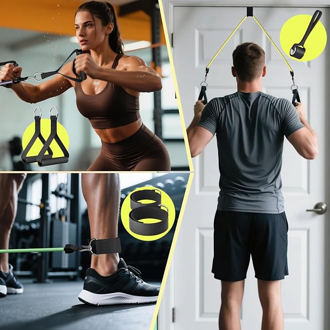 WHATAFIT Resistance Bands, Exercise Bands，Resistance Bands for Working Out, Work Out Bands with Handles for Men and Women Fitness, Strength Training Home Gym Equipment
